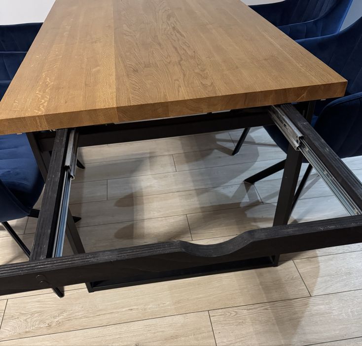 Stół drewniany lity dąb 150x90 rozkładany 240x90 (blat 4cm)