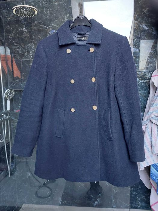 Granatowy zimowy damski płaszcz płaszczyk budrysówka Ellos 42 XL