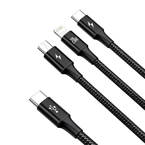 Kabel Baseus Rapid Series 3w1 USB-C - USB-C / Lightning / micro USB 20
