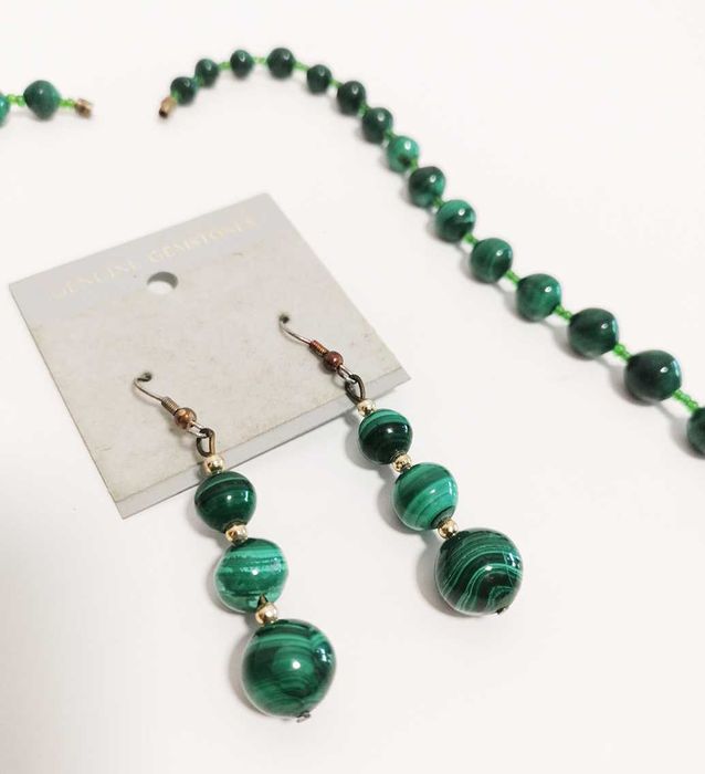 Conjunto Colar e Brincos de Malachite
