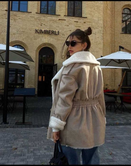 Ідеальна дублянка на зиму у кольорі нюд