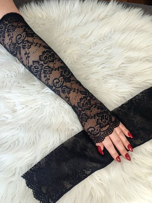 Rękawiczki długie koronkowe- Czarne