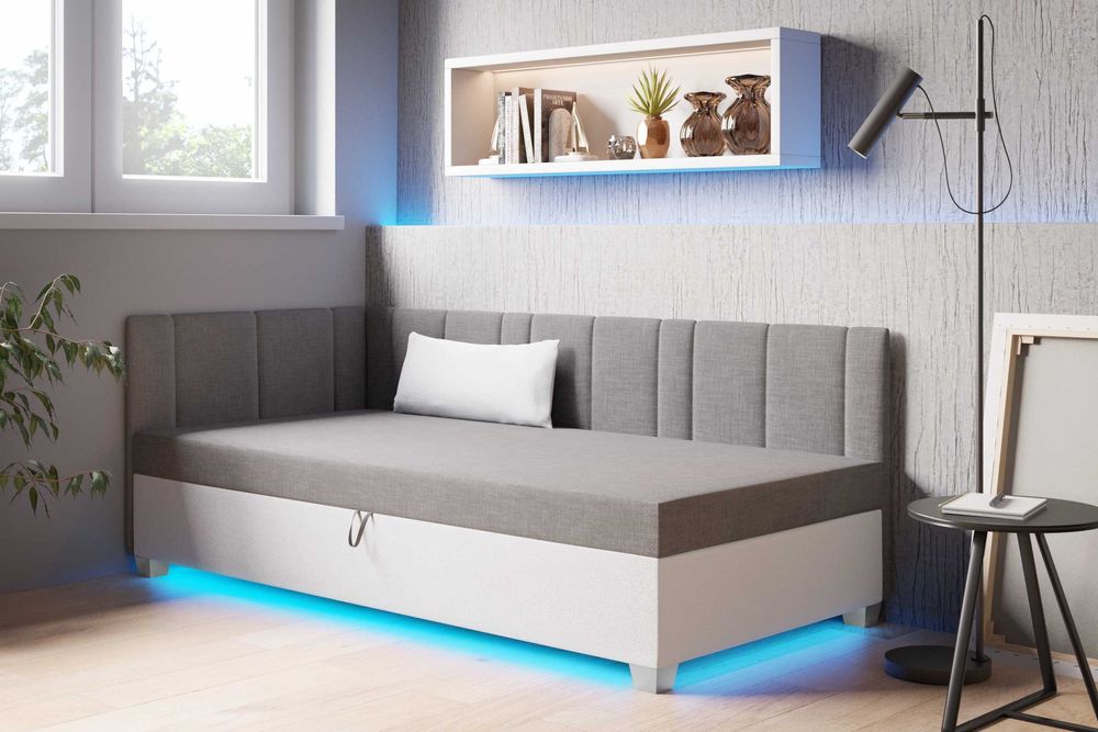 Tapczan Łóżko młodzieżowe sofa kanapa szybka wysyłka + oświetlenie Led