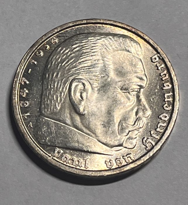 Srebrna moneta 5 marek 1935 – Hindenburg – Srebro 900 – Mennica A