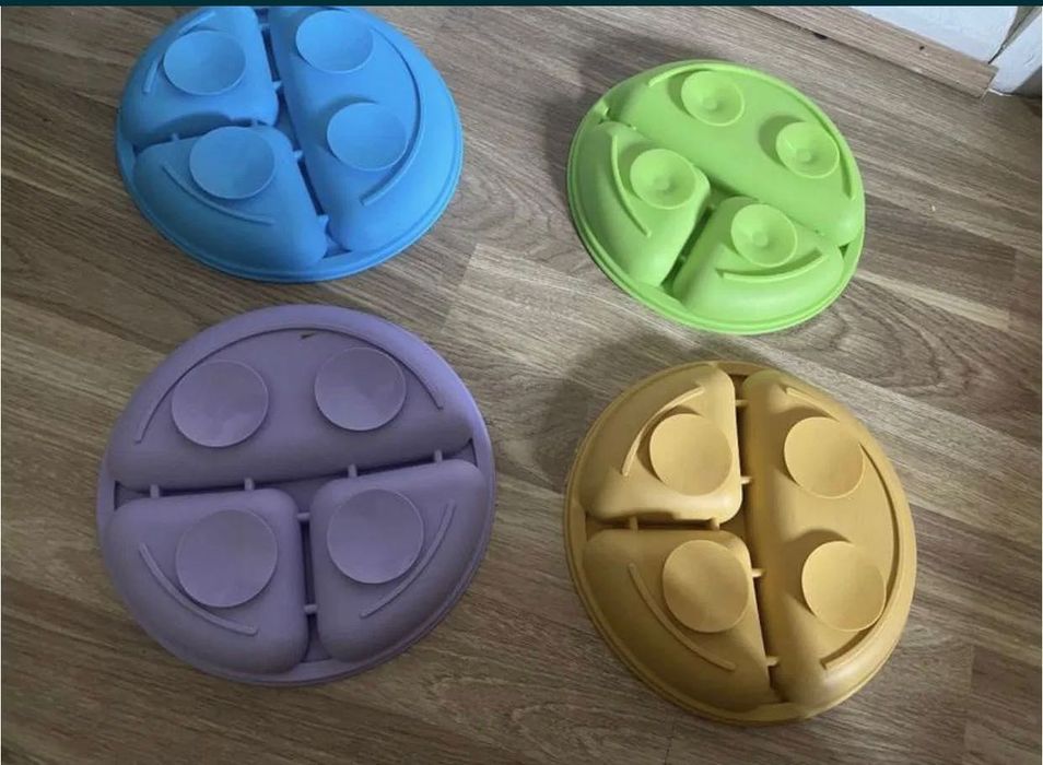 Новые силиконовые детские тарелки секционные присоска дитячий посуд