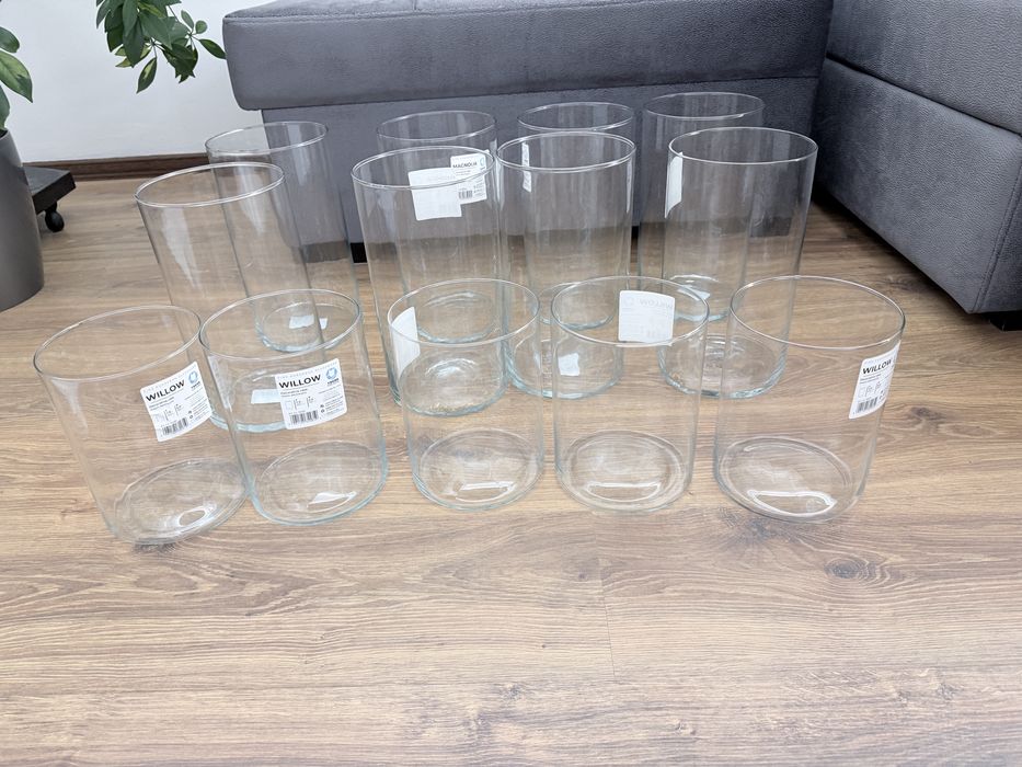 Wazony cylindryczne, lampiony, w dwóch rozmiarach  16 szt.