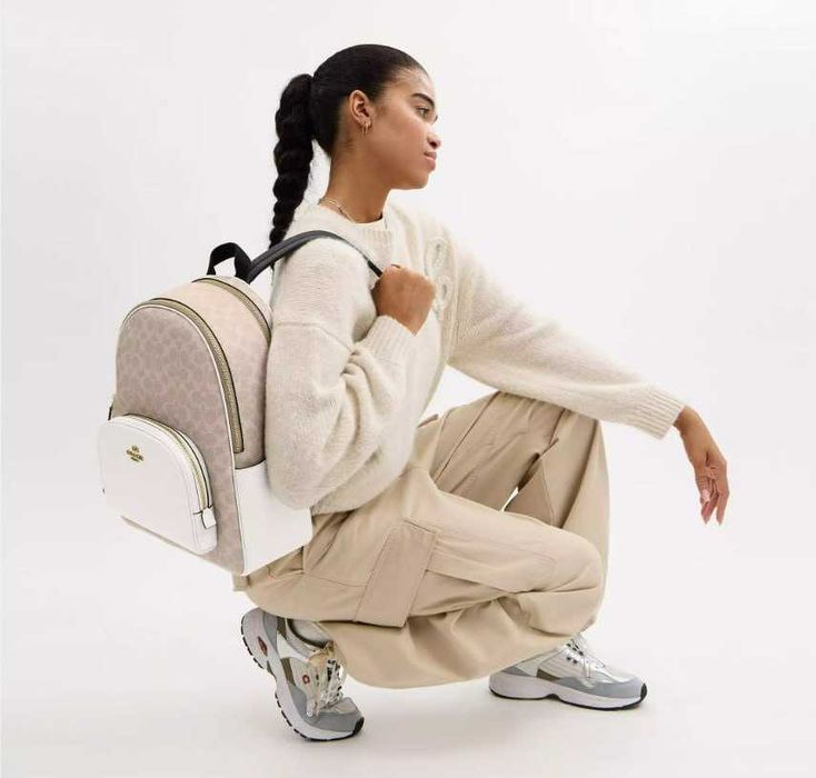 Coach Large court backpack in signature canvas