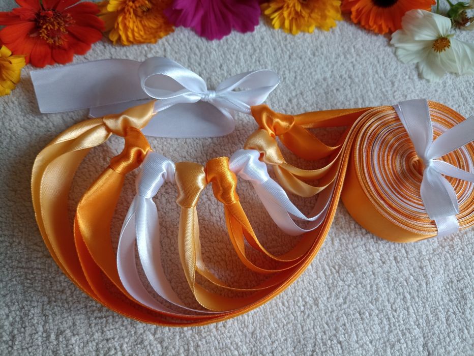 Ring oczepinowy 16 wstążek pomarańczowy