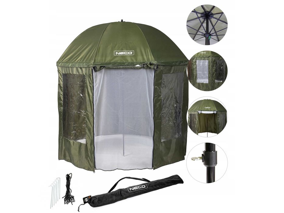 Duży Parasol Wędkarski z Moskitierą 250cm Namiot 2w1 + Szpilki GRATIS
