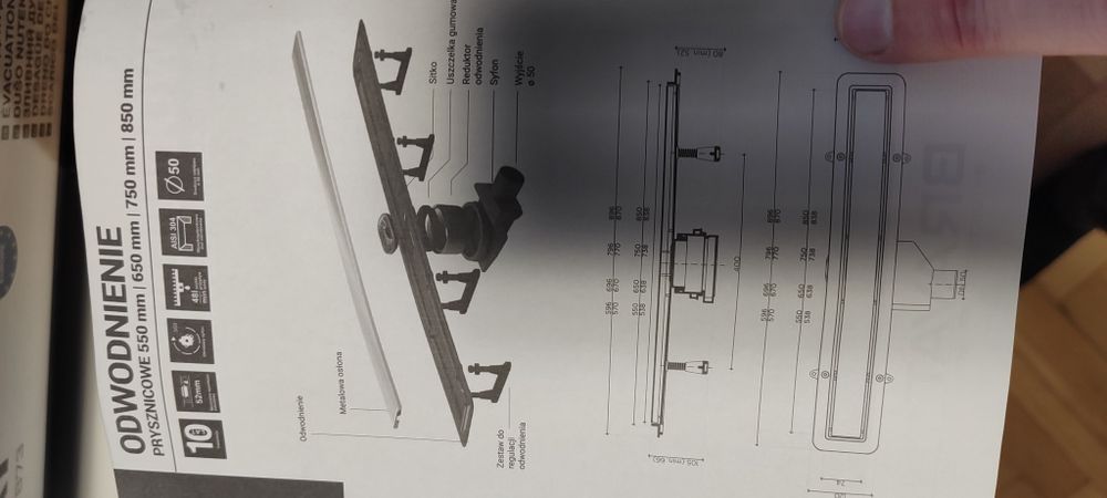 Odpływ liniowy prysznicowy Bravat 55cm nowy