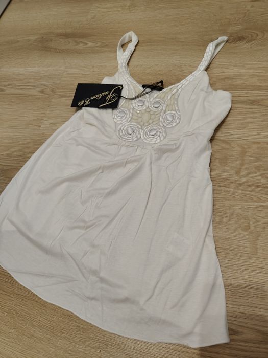 Bluzka tunika nowa Ecru S/M Fashion kamienie