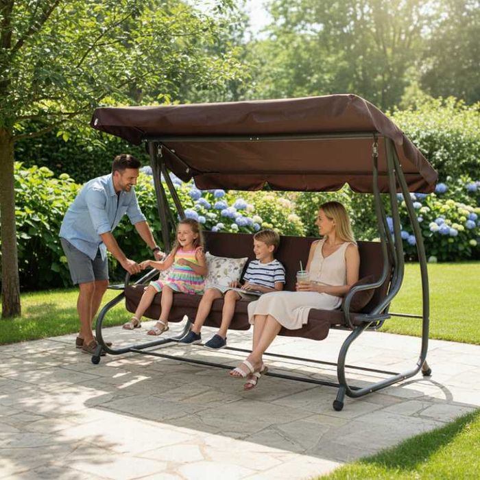 ВЕЛИКА 4х містна качеля для саду або тераси LUX Optimal - 2 кольори