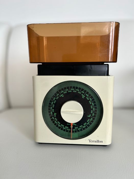 Balança manual vintage Terraillon tela bege verde