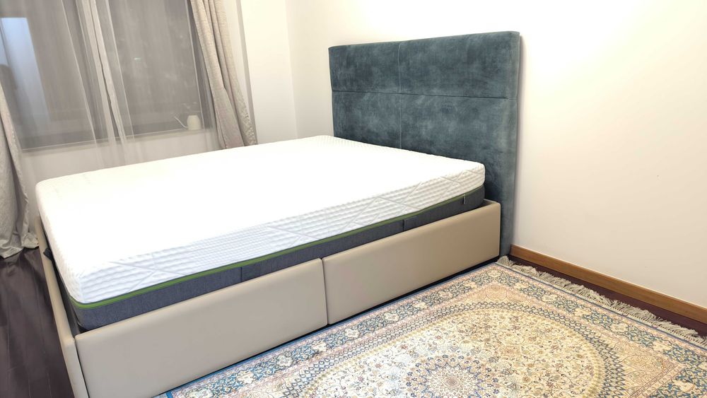 Antarte Double Bed + Emma Diamond Hybrid Premium Mattress (160x200) — Like New!
