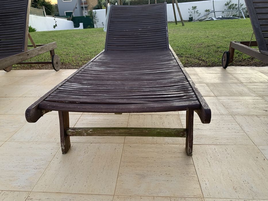 esperguiçadeiras madeira + capas de proteção