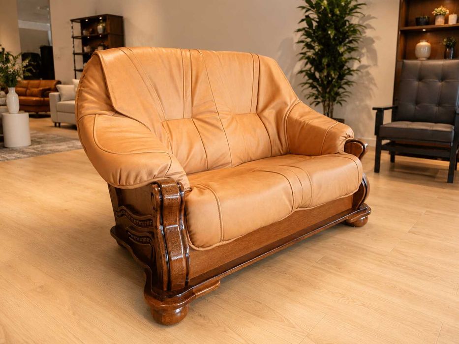 Nowa Kanapa Stylowa PARYS / Skóra Naturalna / -50% / Dąb Rustikal / MEBLE PYKA Salon Olesno 46-300