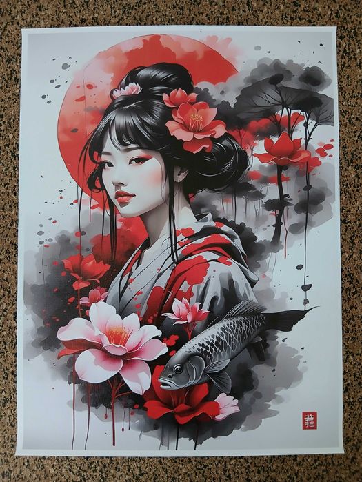 Poster - Geisha (tela, 30x40 cm)