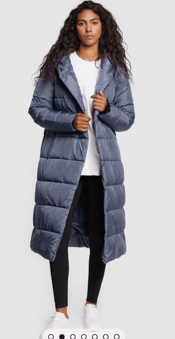 Kurtka S/M płaszcz puchowy 4F długa ciepla rekawy kolor szaroniebieski