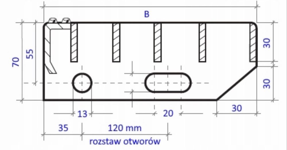 Stopnie WEMA 800x240 mm | ocynkowane | 30x2 mm | stopień metalowy, stopnice