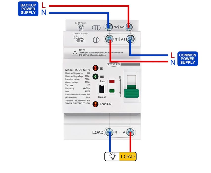 АВР AVR Автоматичний ввід резервного живлення tomzn toq6-63pv аналог