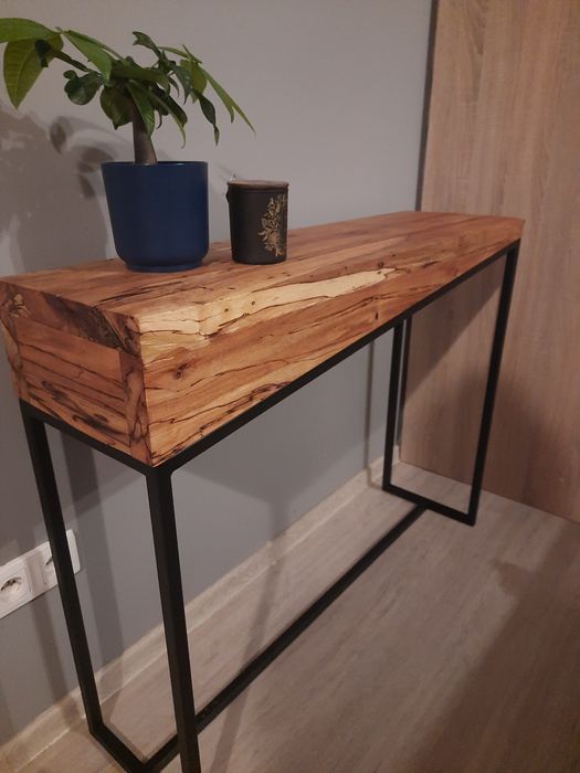 Konsola z drewna naturalnego loftowa industrialna piekna