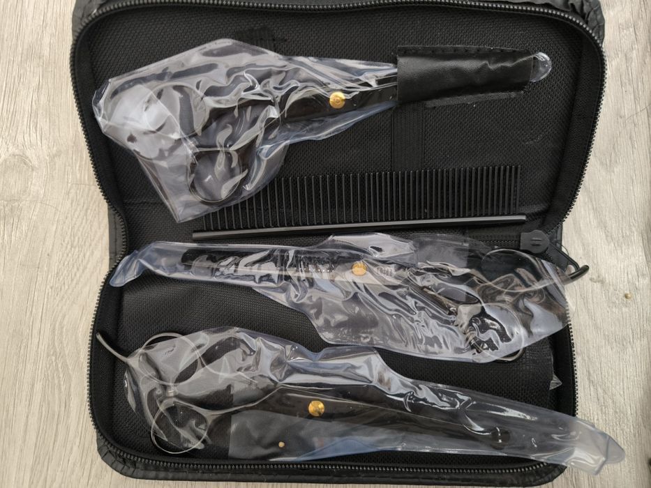 Bolsa grooming + tesouras de grooming para animais