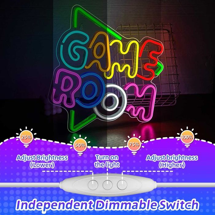 Letreiro Luminoso Decorativo para Gaming com Iluminação LED Néon em Base de Acrílico - Carregado por USB - Diferentes Frases e Temas