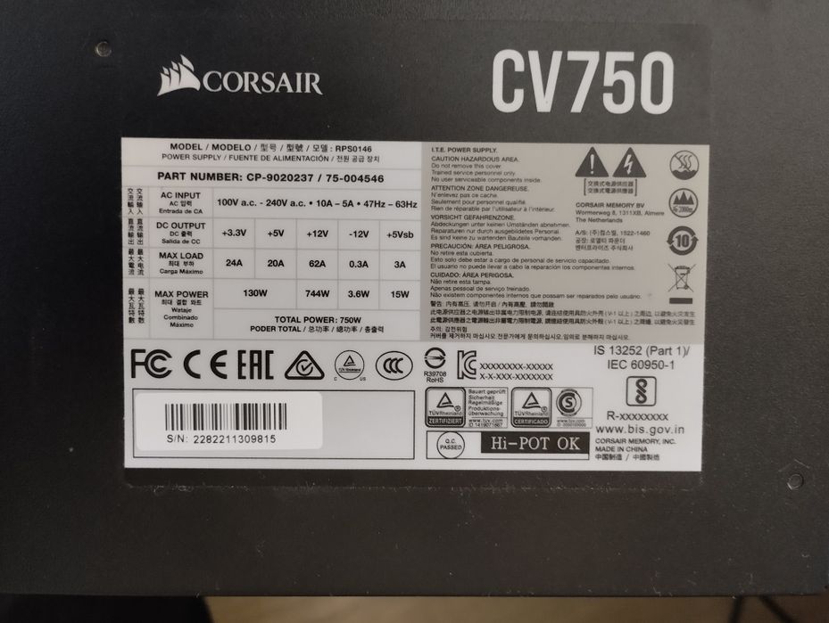 Zasilacz cv750 CORSAIR