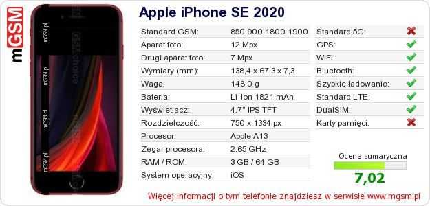 Apple iPhone SE (2020) 3 GB / 64 GB 4G (LTE) / Eko Komis