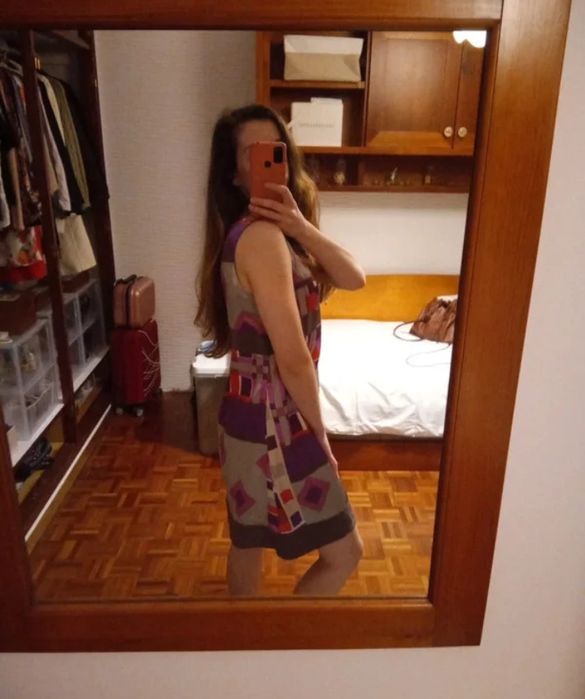 Vestido reto de cavas, tipo cetim, M Throttleman