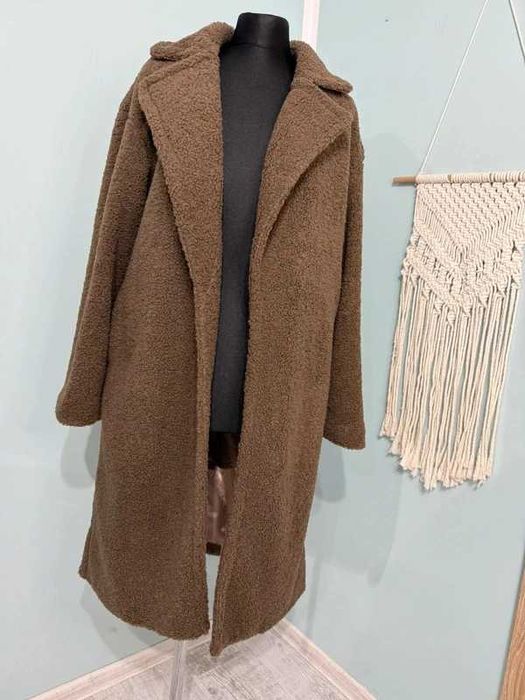 Kożuszek narzutka baranek kurtka wiosnę z metki XS ale L czekoladowy