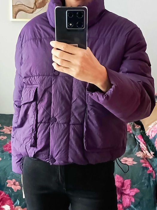 Piękna fioletowa kurtka puffer oversize Sinsay 36 S