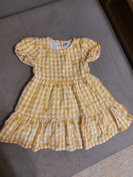 мила жовта вишита сукня в клітинку 3-4 роки tu