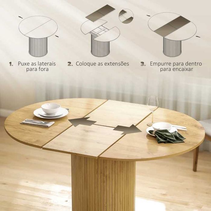 Mesa de jardim antar Extensível Redonda para 6-8 Pessoas