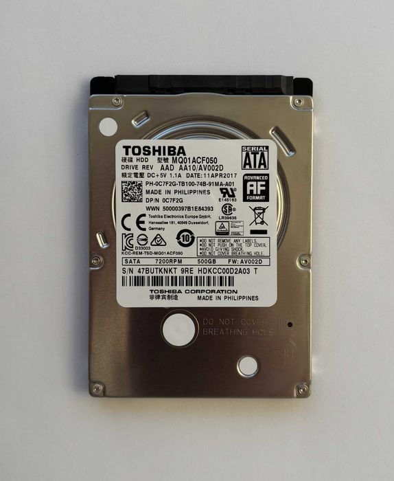 Жорсткий диск HDD Toshiba 500GB 2.5" SATA 7200 об/хв MQ01ACF050