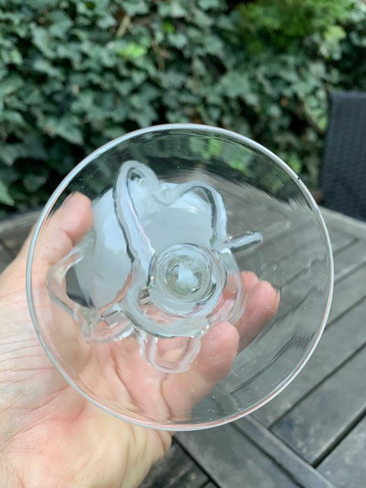 kielich szklany opal Krosno, Makora, stan bd, PRL, Vintage