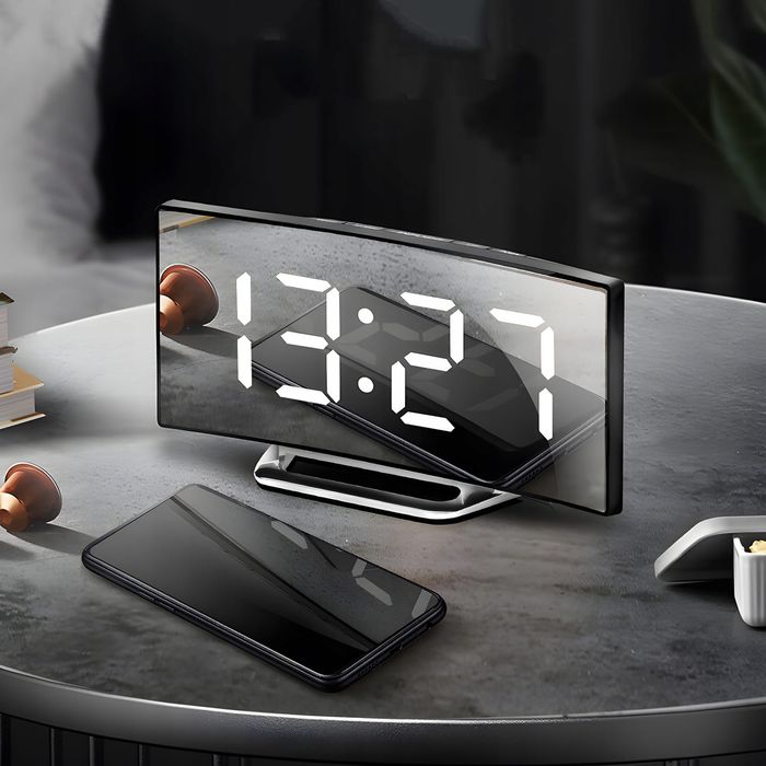 Zegar Elektroniczny z Budzikiem i Termometrem Mirror CLK-03 Biały