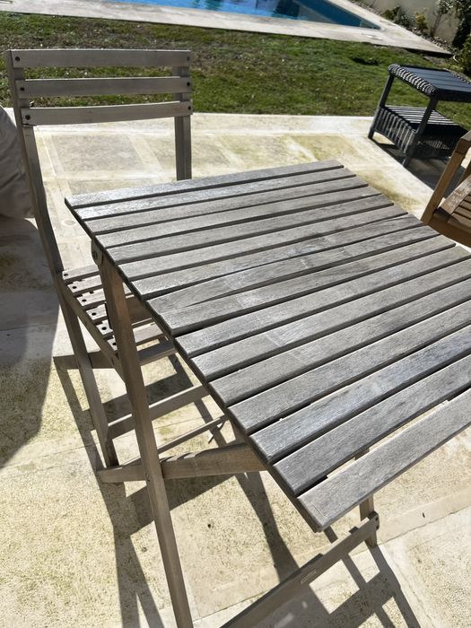 Mesa + Cadeira Jardim Madeira Dobrável – 10€