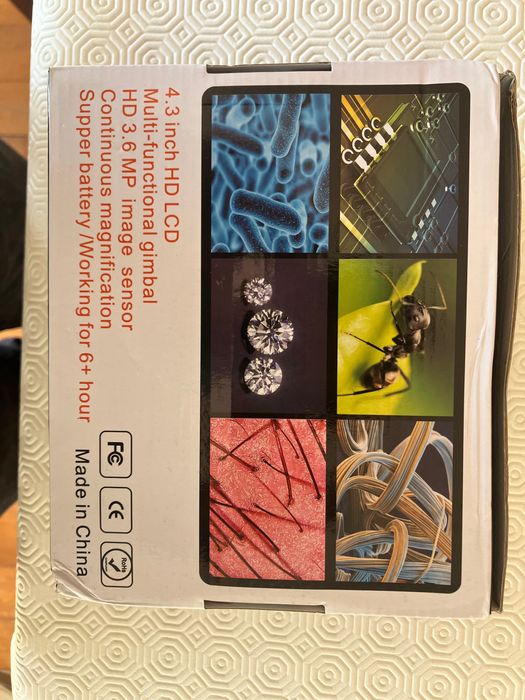 Microscópio Digital Portátil LCD 4.3" (1–600X, 3.6MP)