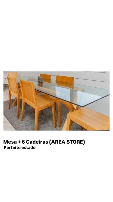 Conjunto mesa vidro e 6 cadeiras