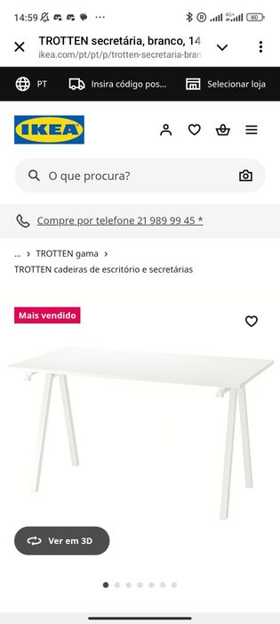 Secretária 140x80 TROTTEN (ikea)