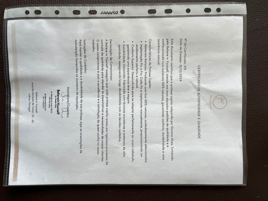 Prótese capilar nova