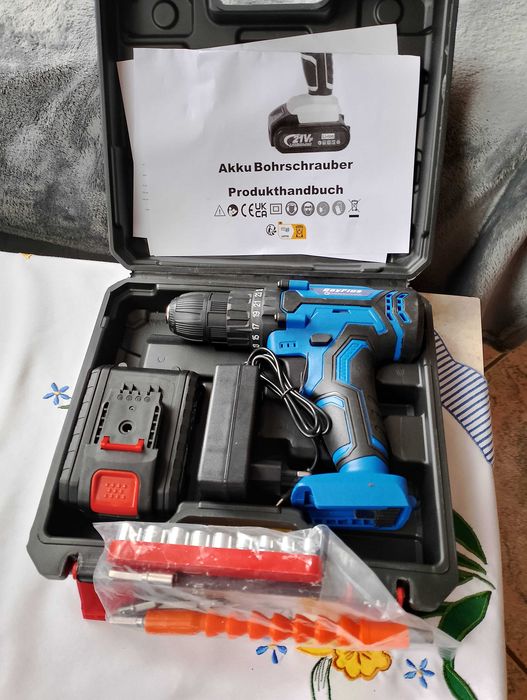 Wiertarko Wkrętarka, nowa  z Akumulatorem 21V, 2Ah i Ładowarką 230V