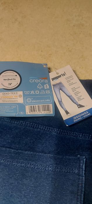 Leginsy jeansowe rozciągające z metką