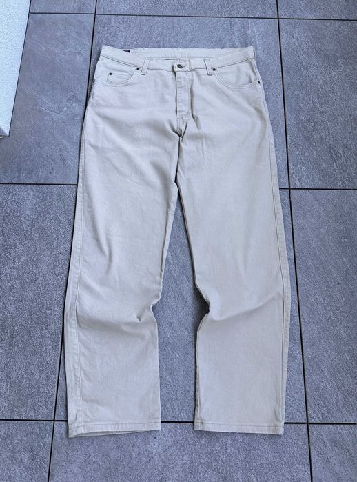 Spodnie jeansowe LEE Jeans męskie proste casual beżowe straight r. 38/34