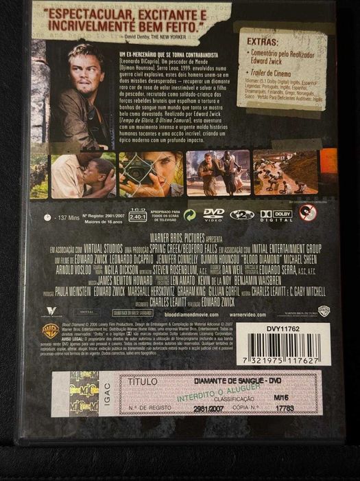 DVD do filme Diamante de sangue