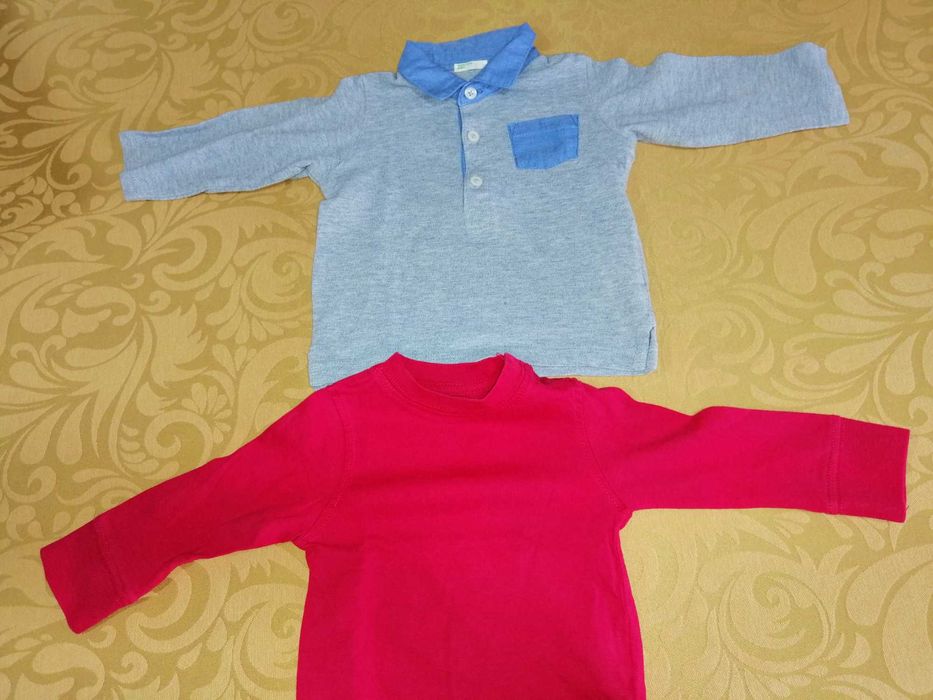 2 camisolas manga comprida, Benetton, 3-6 meses