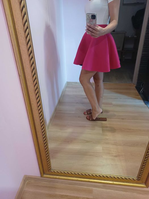 Spódnica rozkloszowana różowa (fuksja)