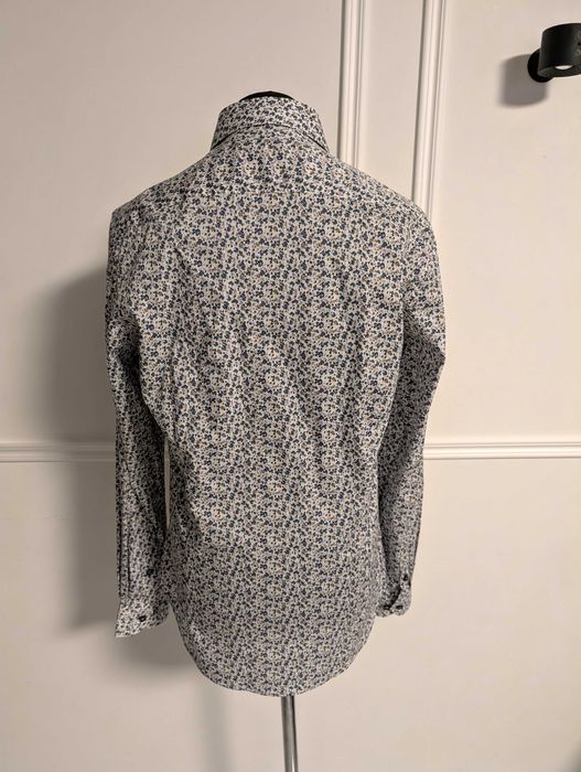 Biała koszula męska Dressmann L – bawełniana, w kwiaty, nowa z metką