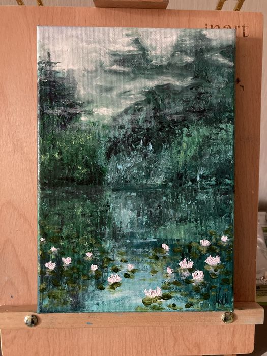 Pintura a óleo de nenúfares